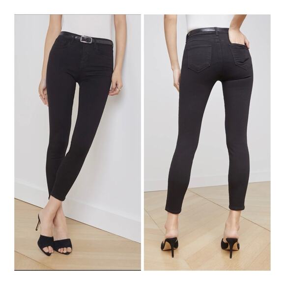 L’Agence Margot Cropped Skinny Jean Classic High Rise in Black Noir - Size 26 - Picture 1 of 13